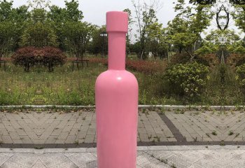 瓶子雕塑-公園海邊創意玻璃鋼粉色瓶子雕塑