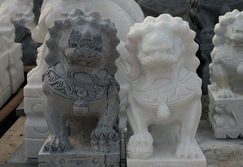 獅子雕塑-小型浮雕大理石家用門(mén)前納福風(fēng)水獅子擺件