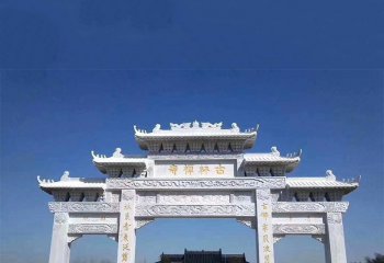 牌坊雕塑-景區寺廟漢白玉三門石牌樓