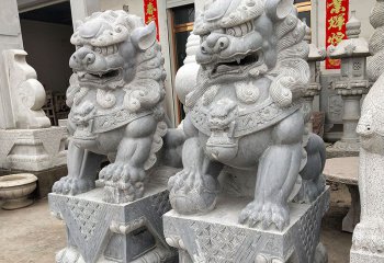 獅子雕塑-祠堂寺廟創(chuàng)意青石石雕鎮(zhèn)宅獅子雕塑