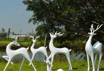 梅花鹿雕塑-海邊創意裝飾品公園草坪玻璃鋼梅花鹿雕塑