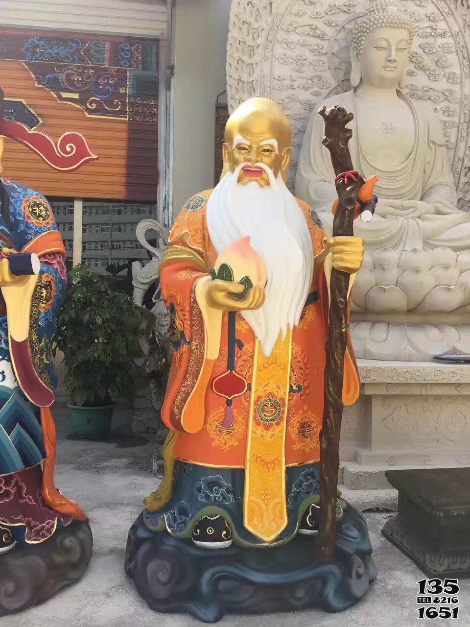 福祿壽雕塑-大型玻璃鋼景區壽星人物景觀福祿壽雕塑