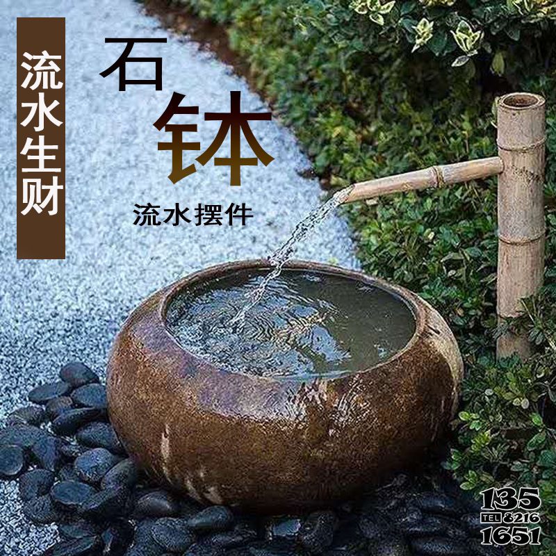 石槽雕塑-石雕魚缸擺件陽(yáng)臺(tái)日式流水石缽水池缽石槽戶外鵝卵石水槽裝飾庭院高清圖片