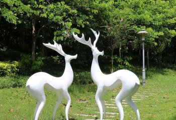 鹿雕塑-公園景區玻璃鋼兩只抽象鹿雕塑