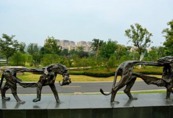 公園動物抽象獅子銅雕-公園動物抽象獅子銅雕