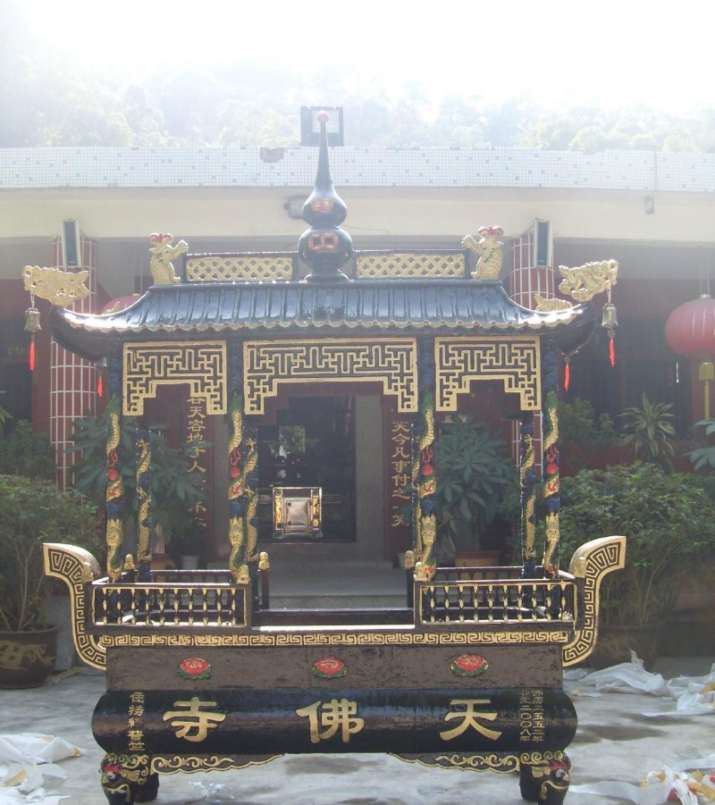 寺廟鑄銅四足方形帶頂香爐-寺廟鑄銅香爐