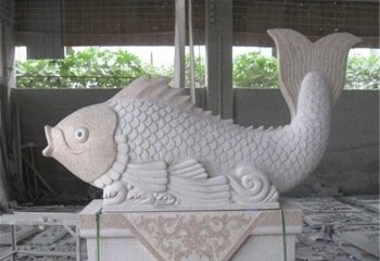 大理石鯉魚雕塑-公園石雕鯉魚