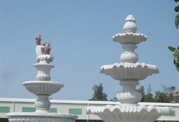 漢白玉簡約三層噴泉雕塑-漢白玉公園三層噴泉雕塑