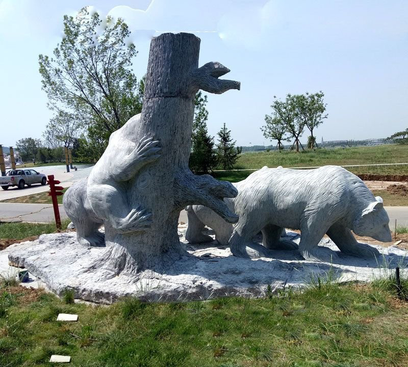 石雕狗熊公園動物雕塑-公園狗熊石雕