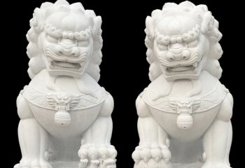 漢白玉門(mén)口用石雕獅子-漢白玉門(mén)口獅子