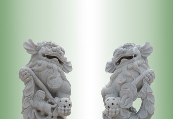 大理石獻(xiàn)錢獅石雕-石雕南方獻(xiàn)錢獅