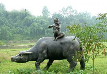 鑄銅牧童牛-公園景區牧童牛銅雕