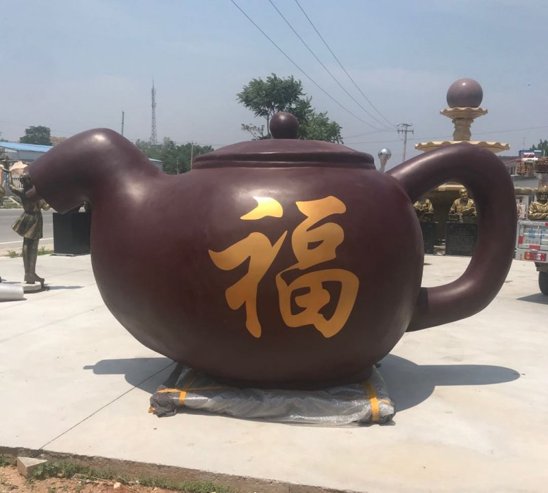 玻璃鋼福字茶壺雕塑-玻璃鋼福字茶壺雕塑，茶壺玻璃鋼雕塑