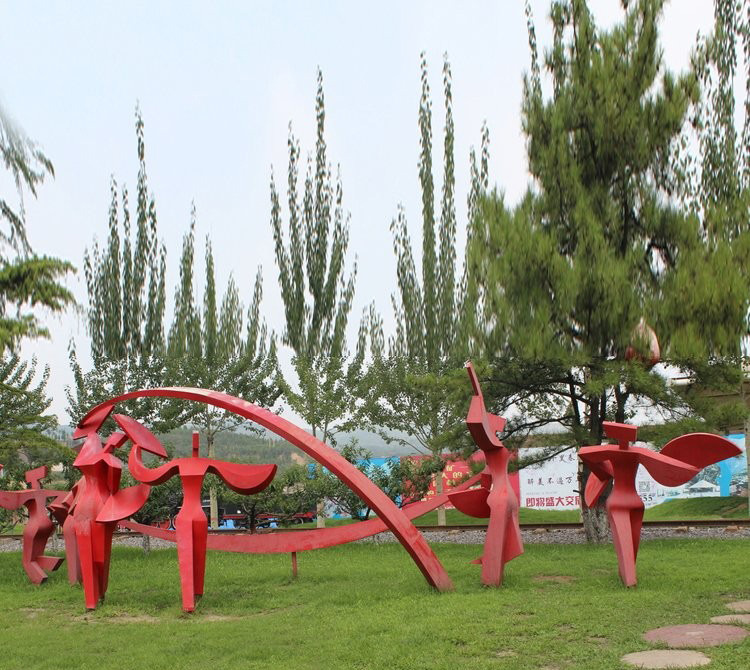 不銹鋼公園抽象扇子舞人物雕塑-抽象扇子舞人物雕塑 不銹鋼扇子舞人物雕塑高清圖片